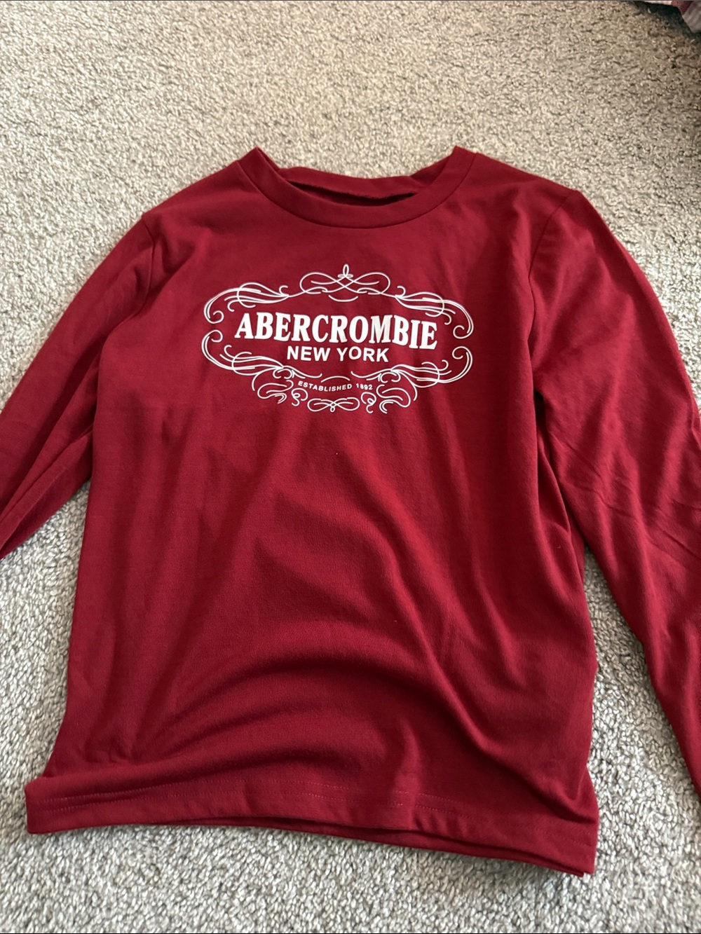 Abercrombie & Fitch Kids Long-Sleeve Cranberry Red Logo Tee